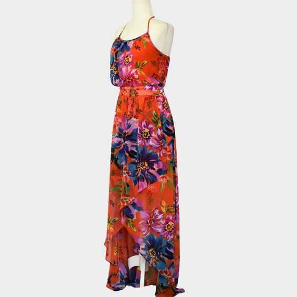 BISOU BISOU Women's Michele Bohbot Floral Hi-Lo Maxi Backless Dress Size 12 - Picture 2 of 9
